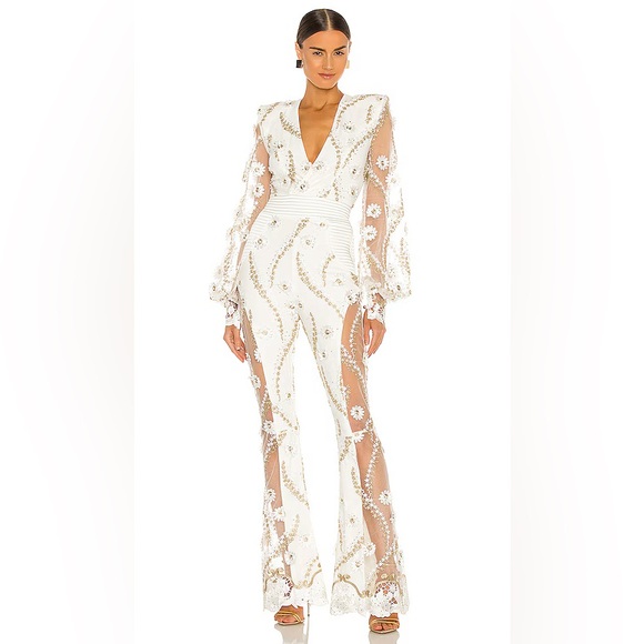 NWT Zhivago White Rabbit Floral Jumpsuit reg $695 size 2 - Picture 1 of 11